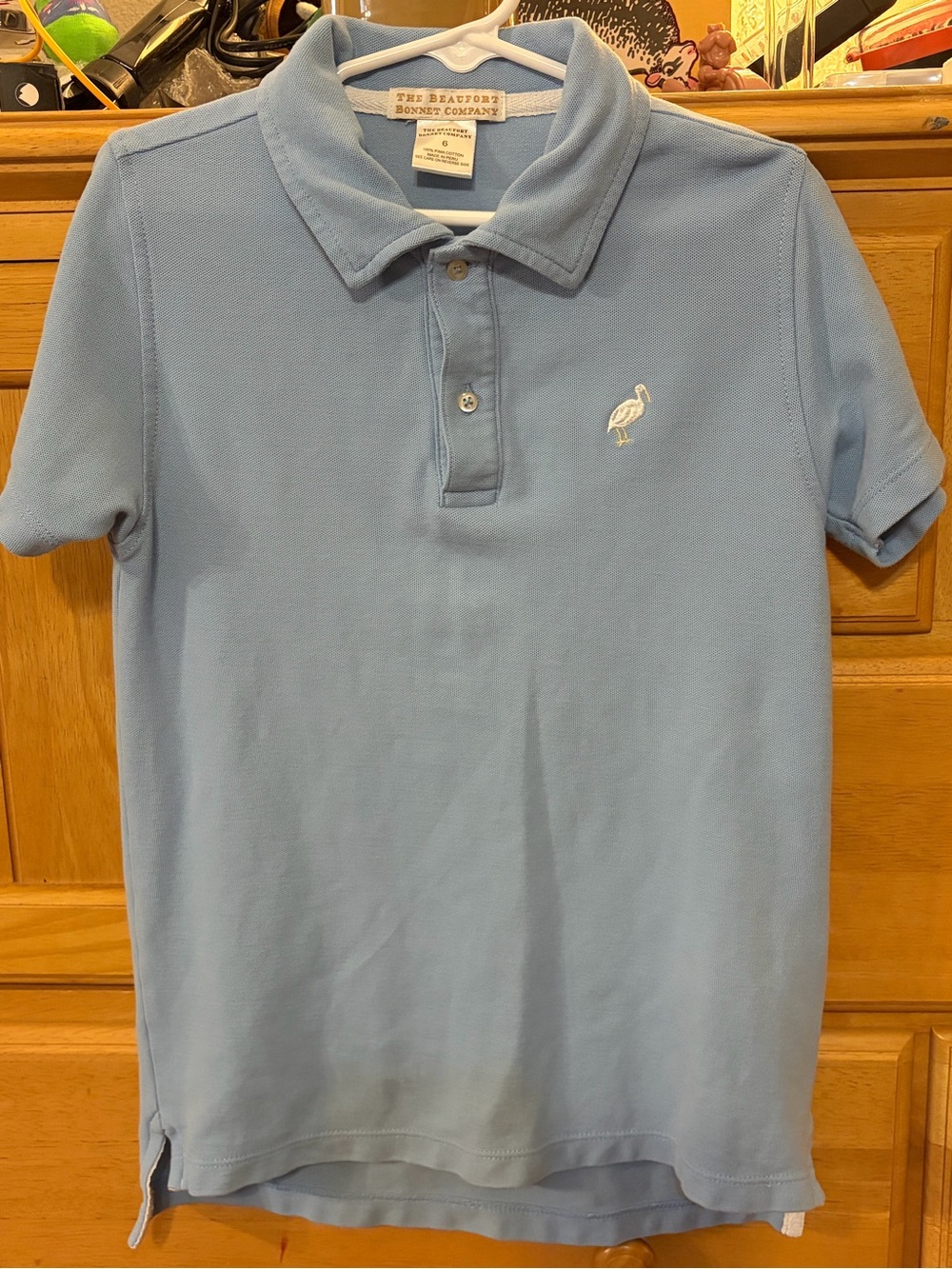 The Beaufort Bonet Company Light Blue 100% Pima Cotton Polo Shirt Size 6 EUC